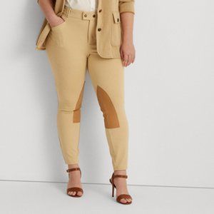 NWT Lauren Ralph Lauren Women's Plus Dune Ponte Jodhpur Tan Ponte Riding Pants